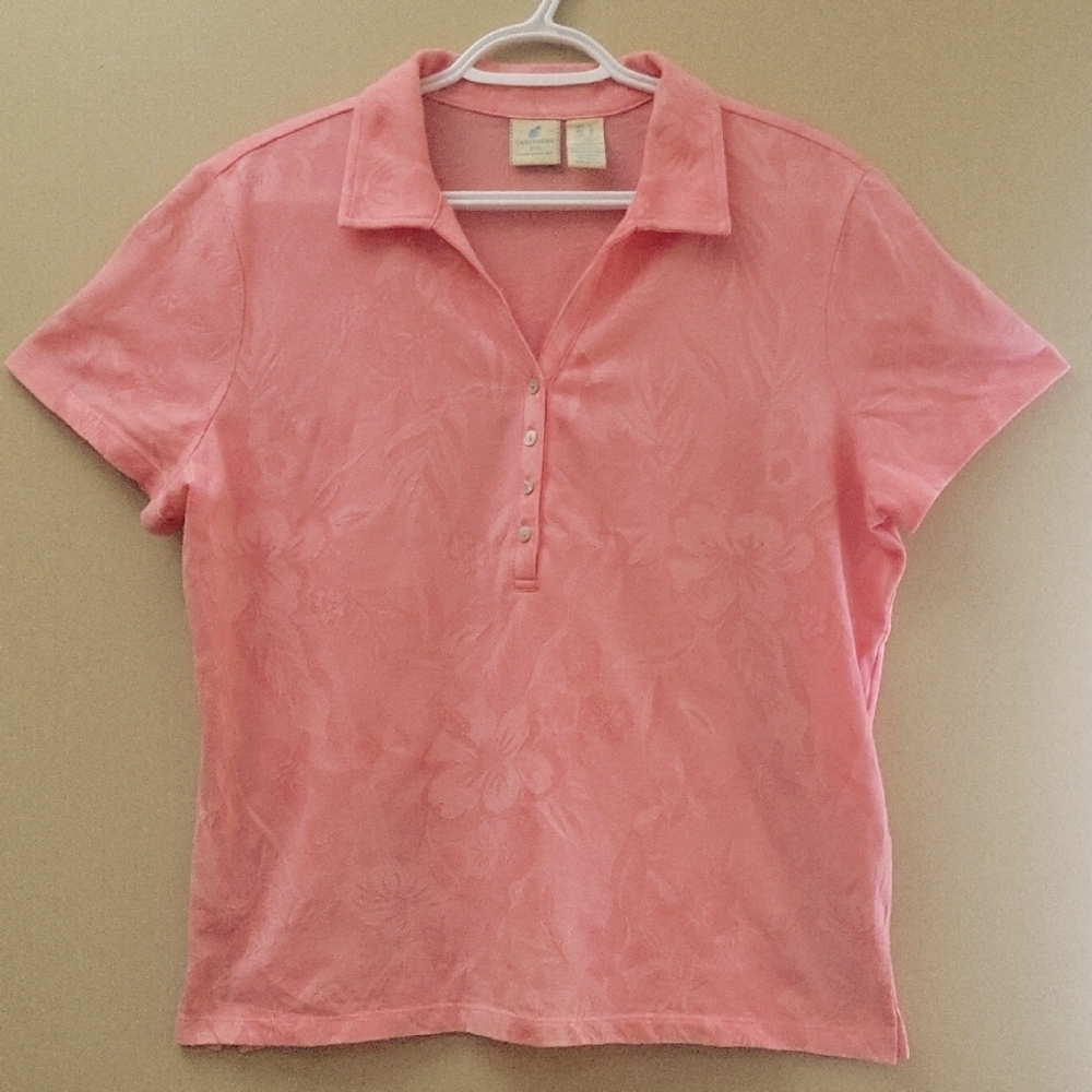 Caribbean Joe Pink Floral Women's Polo Shirt